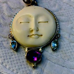 Moon Shaped (Very Old) Garnet Pin.